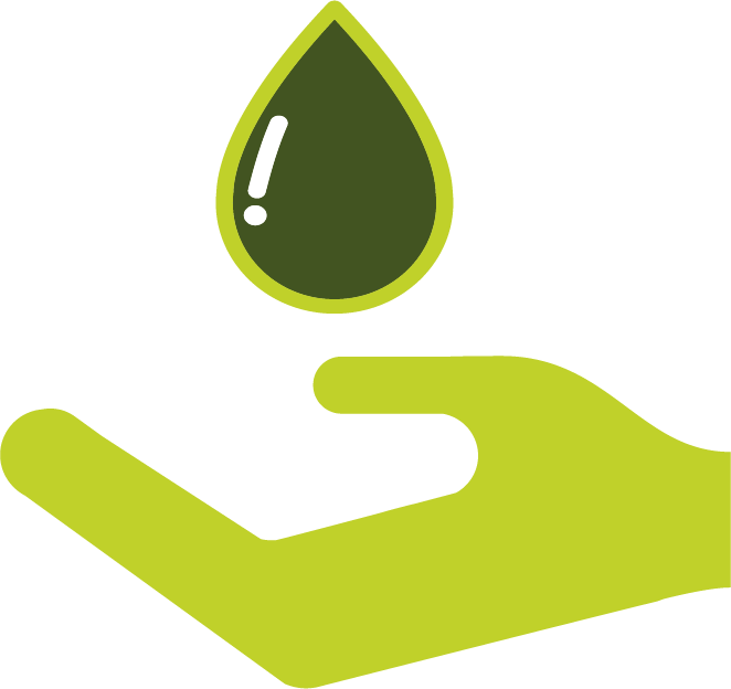 Icon Wassertropfen über offener Hand.